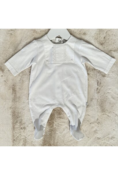 Kruippakje jersey knopen - wit