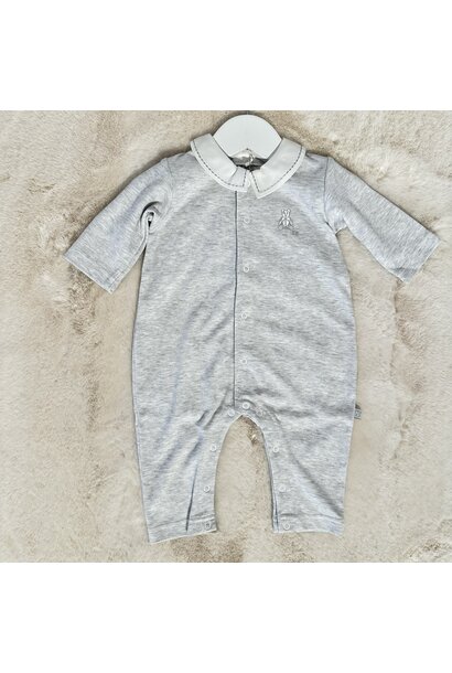 Kruippakje jersey kraag open voorkant - lichtgrijs