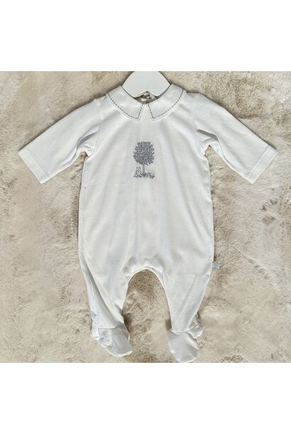 Kruippakje jersey kraag -  Wit/grijs