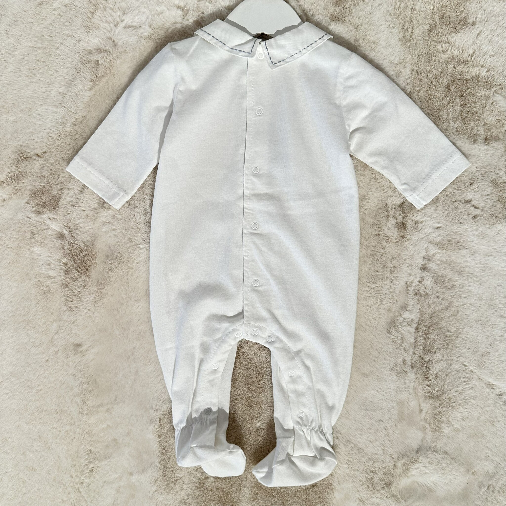 Kruippakje jersey kraag - Wit/grijs-2