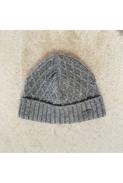 babymutsje gebreid met merino wol - grijs