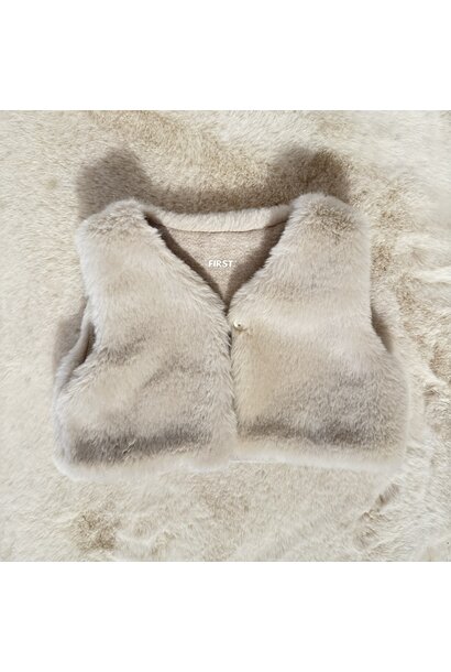 vestje van zacht eco bont - zand