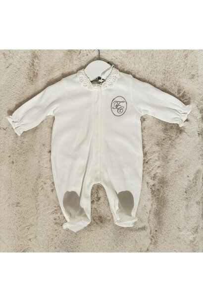 babypakje katoen met borduur - ivoor