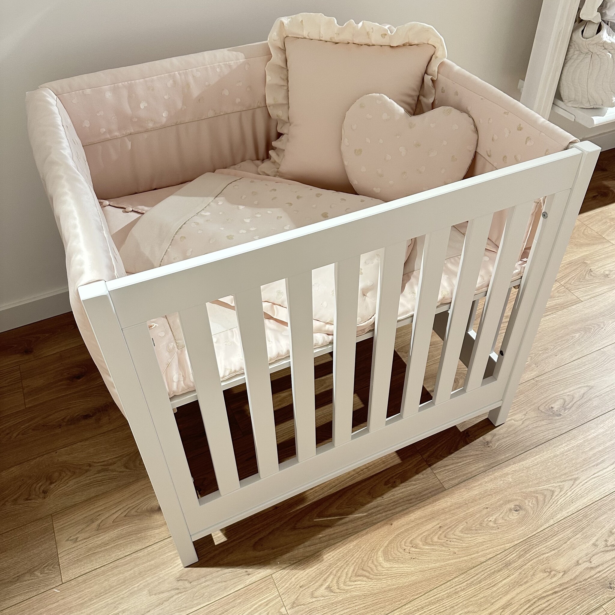 Roze satiné met golden hearts bekleding-3