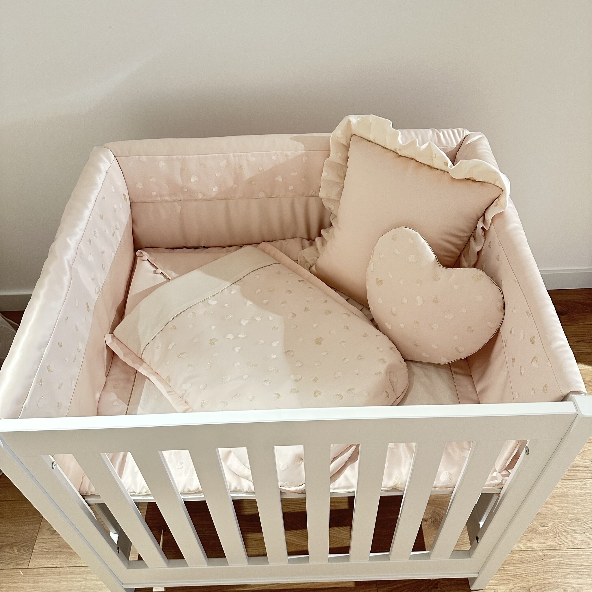 Roze satiné met golden hearts bekleding-4