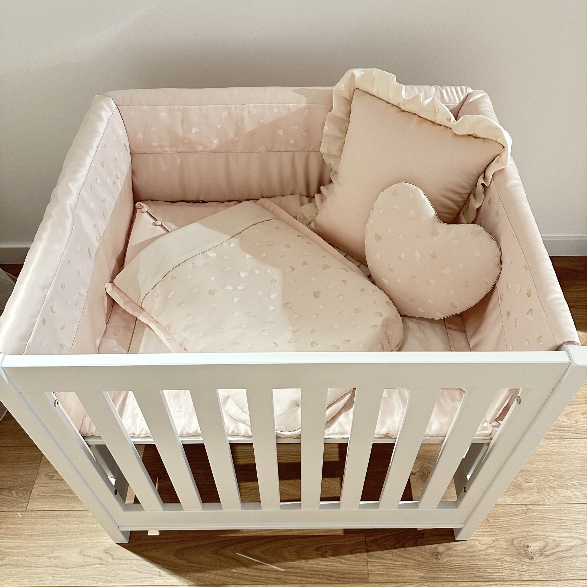 Roze satiné met golden hearts bekleding-5