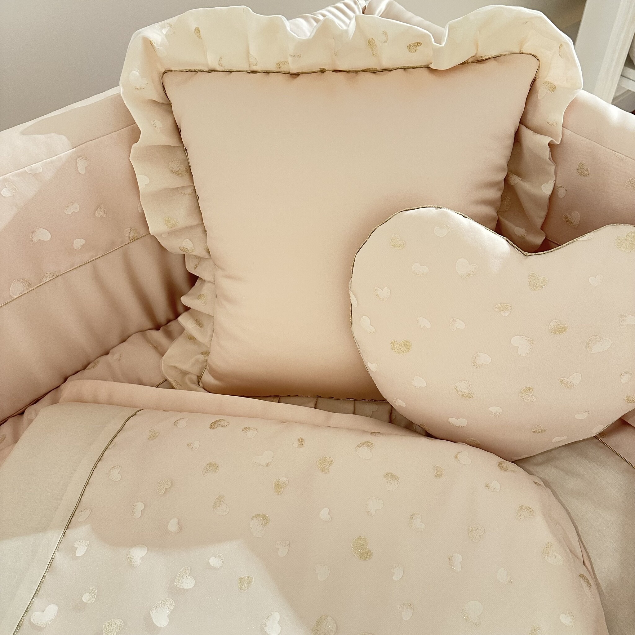 Roze satiné met golden hearts bekleding-8