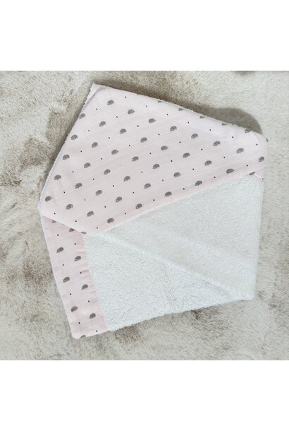 badcape katoen met egeltjes  - Wit/Roze