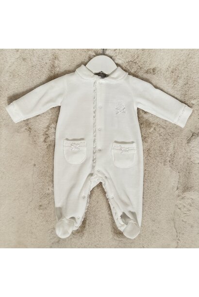 boxpakje velours met kanten biesje - wit