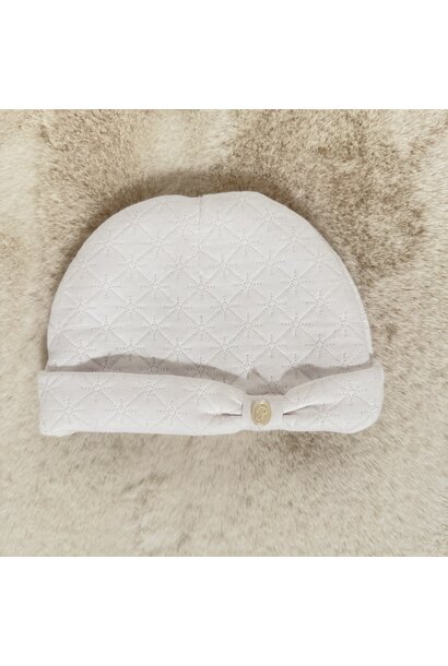 babymutsje met strik - wit