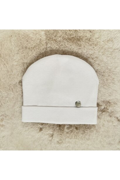 babymutsje katoen met omslag - wit