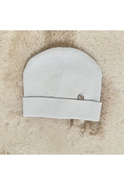 babymutsje katoen met omslag - lichtblauw