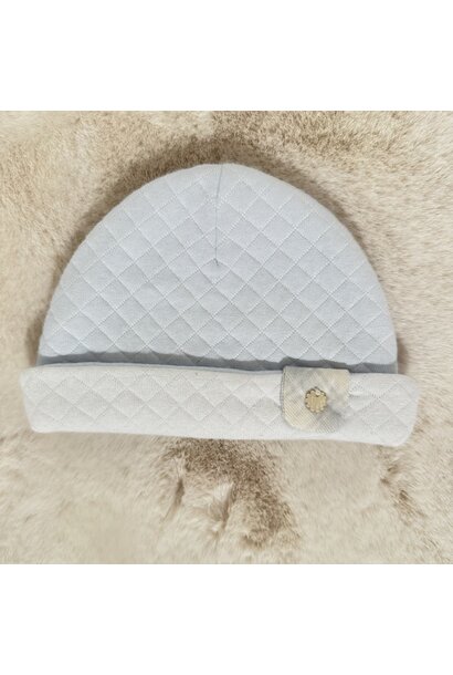 babymutsje met omslag - lichtblauw