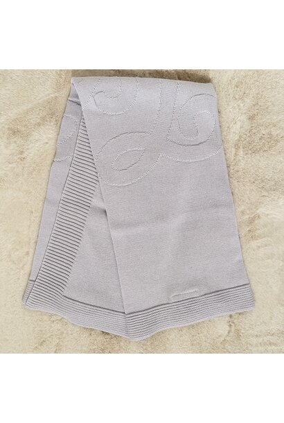 omslagdeken katoen en kasjmier monogram - blauw