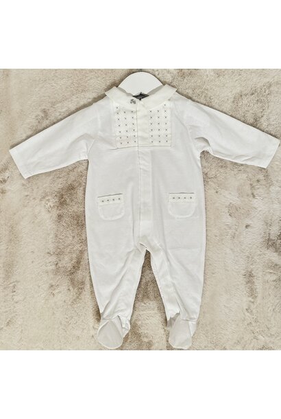 babypakje katoen met borduur - Wit/Grijs