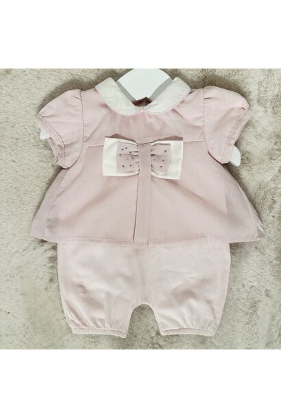 babypakje kort met blousje en strik - roze