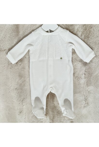 babypakje velours met borduur - ivoor