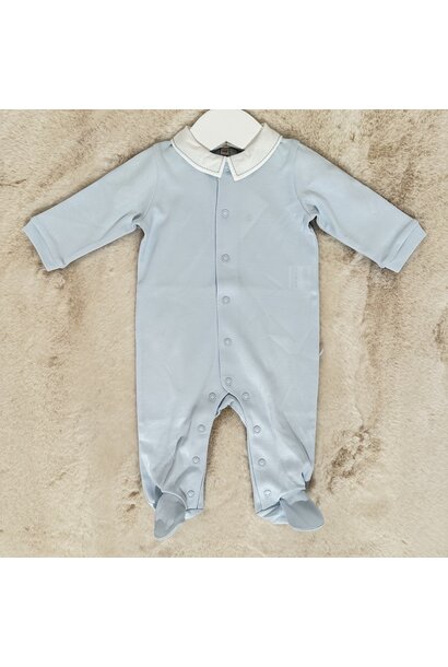 babypakje katoen met kraagje - blauw