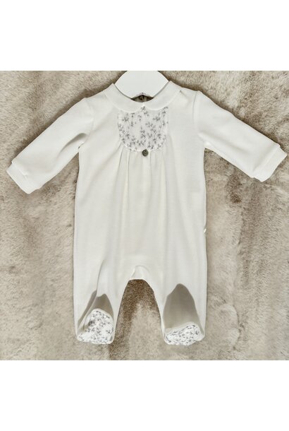 babypakje velours met borduur - ivoor