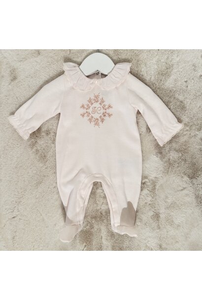 babypakje katoen met borduur en kraagje - Roze