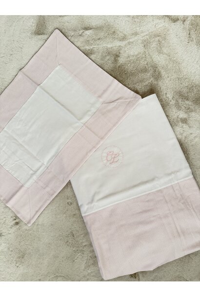 dekbedovertrek + sloop 100x140cm katoen flanel I l’essentiel rose