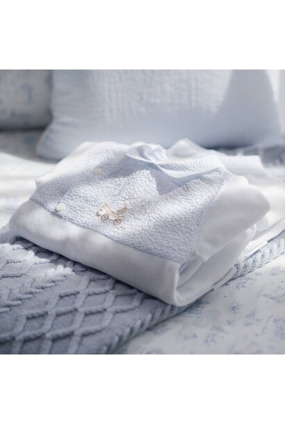 babypakje velours garden party - wit / blauw