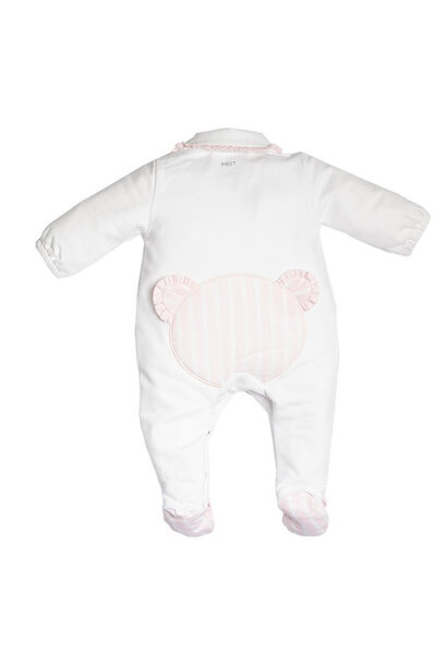 babypakje katoen beertje - wit / roze