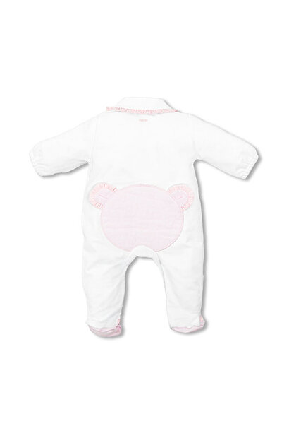 babypakje katoen beertje - wit / roze