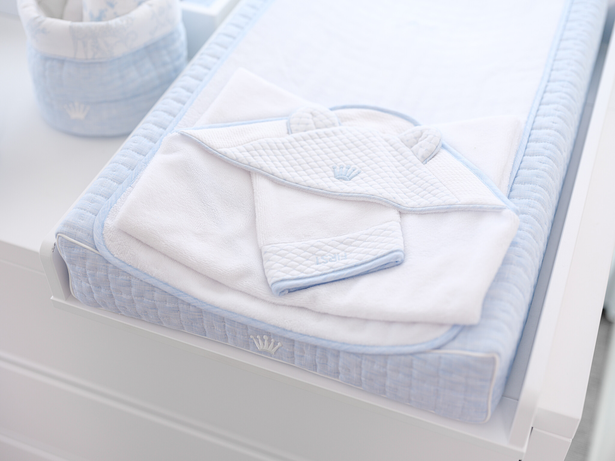 Linen Blue hoes voor verzorgingskussen met handdoek-2