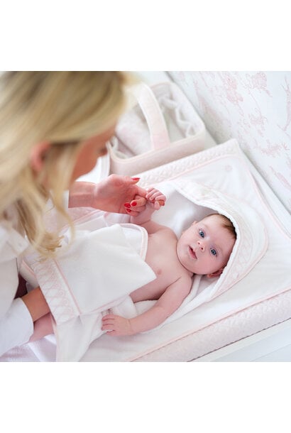 Linen Pink Badcape en washandje