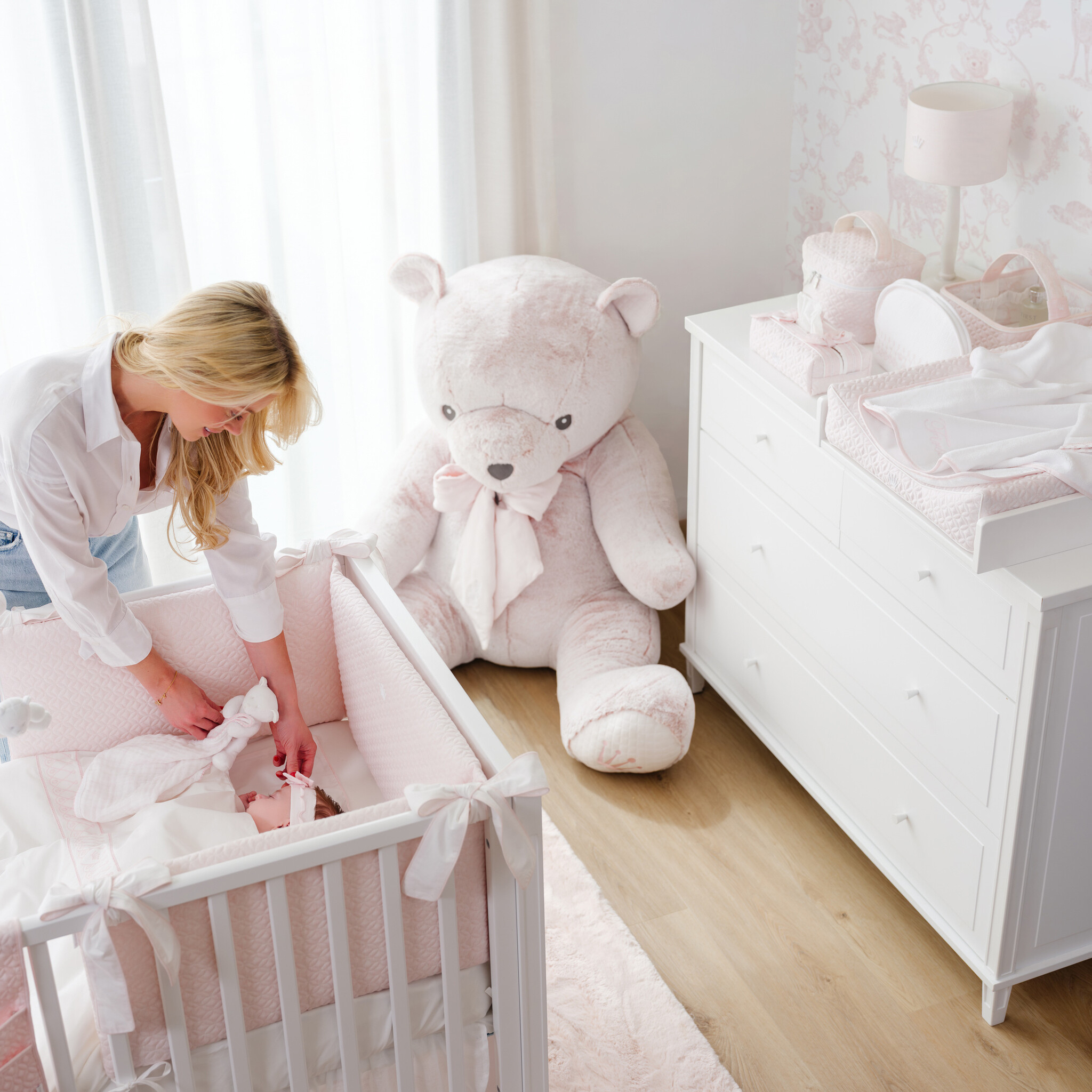 Linen Pink Bedbeschermer 3 zijden-2