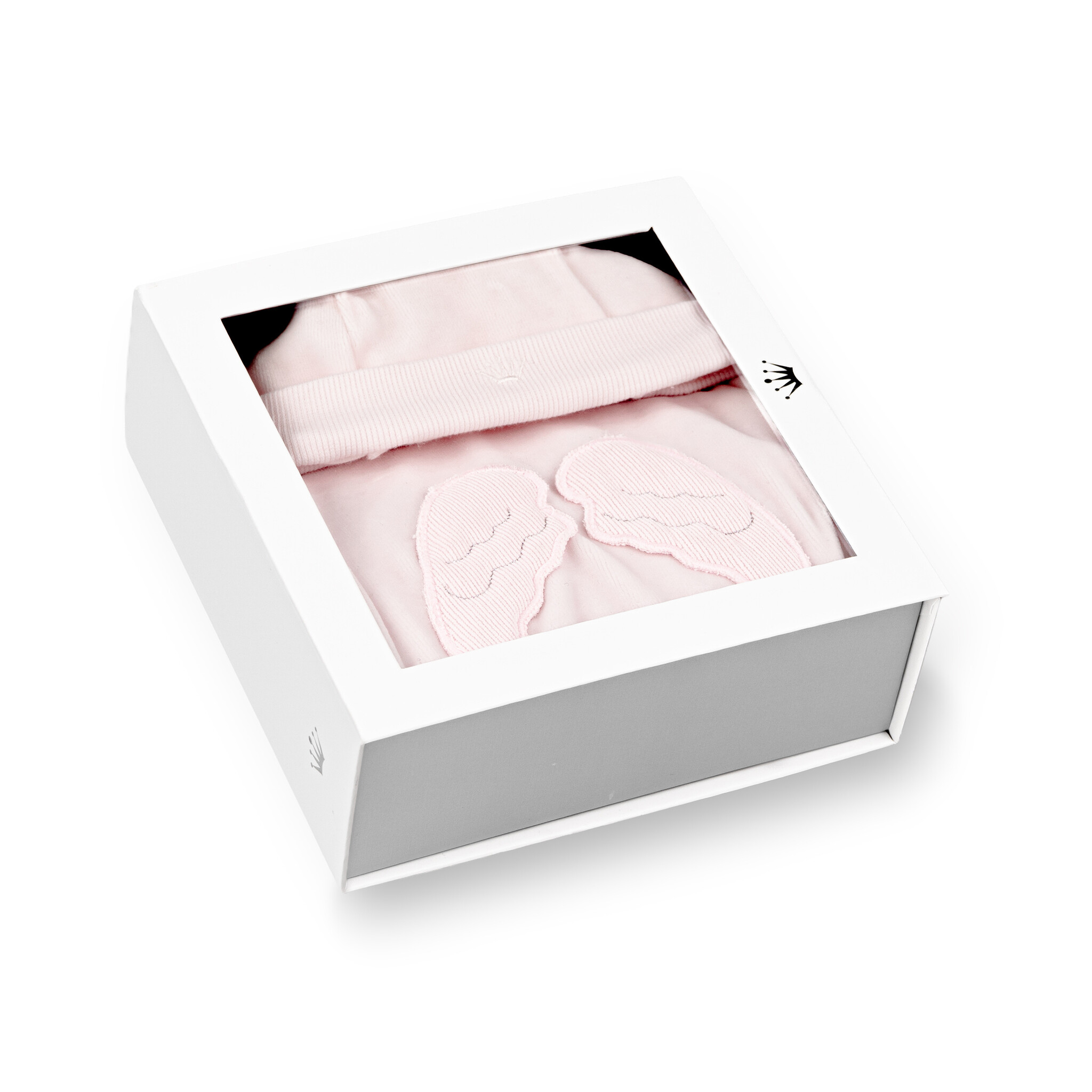 giftset velours babypakje vleugels en mutsje in geschenkdoos-1
