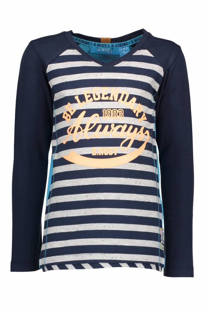 B.Nosy B.Nosy longsleeve with stripe body midnight blue ecru melee