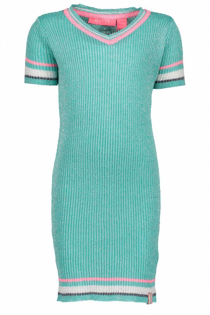 B.Nosy B.Nosy jurk lurex v-neck knitted hot turquoise