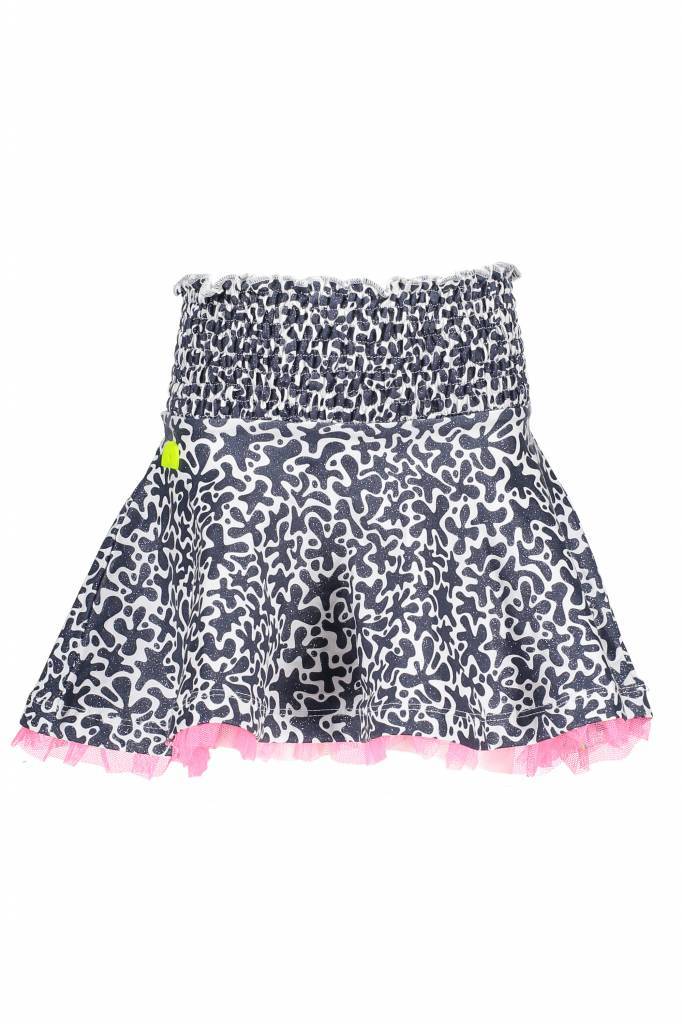 B.Nosy B.Nosy rokje with smock waistband white glitter spots ao midnight blue