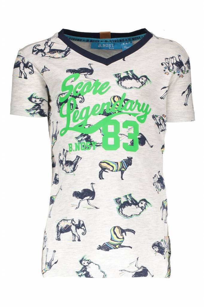 B.Nosy B.Nosy T-shirt africa print v-neck ao white africa animals