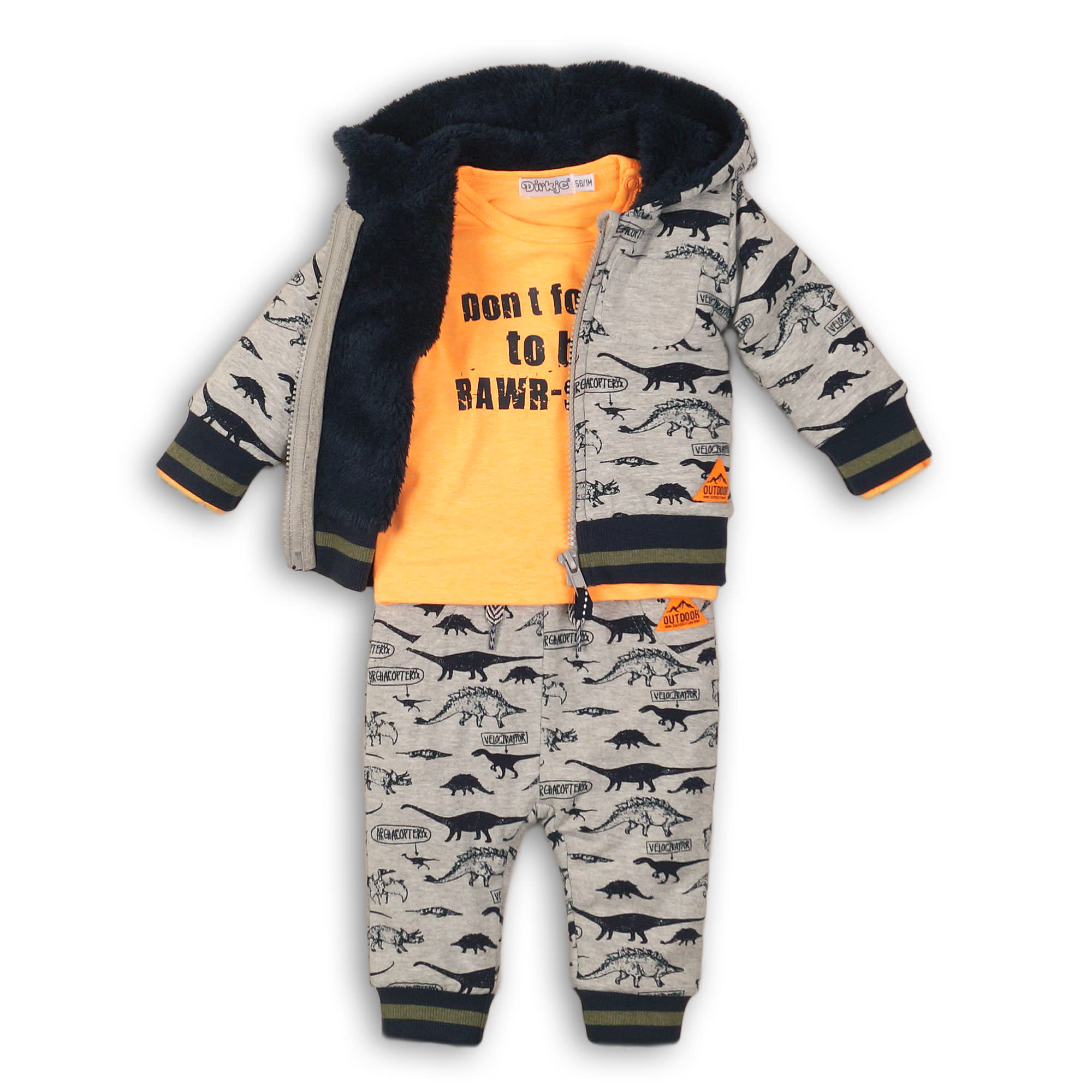 Dirkje Dirkje 3-delig setje outdoor expedition grey melee + aop + faded orange