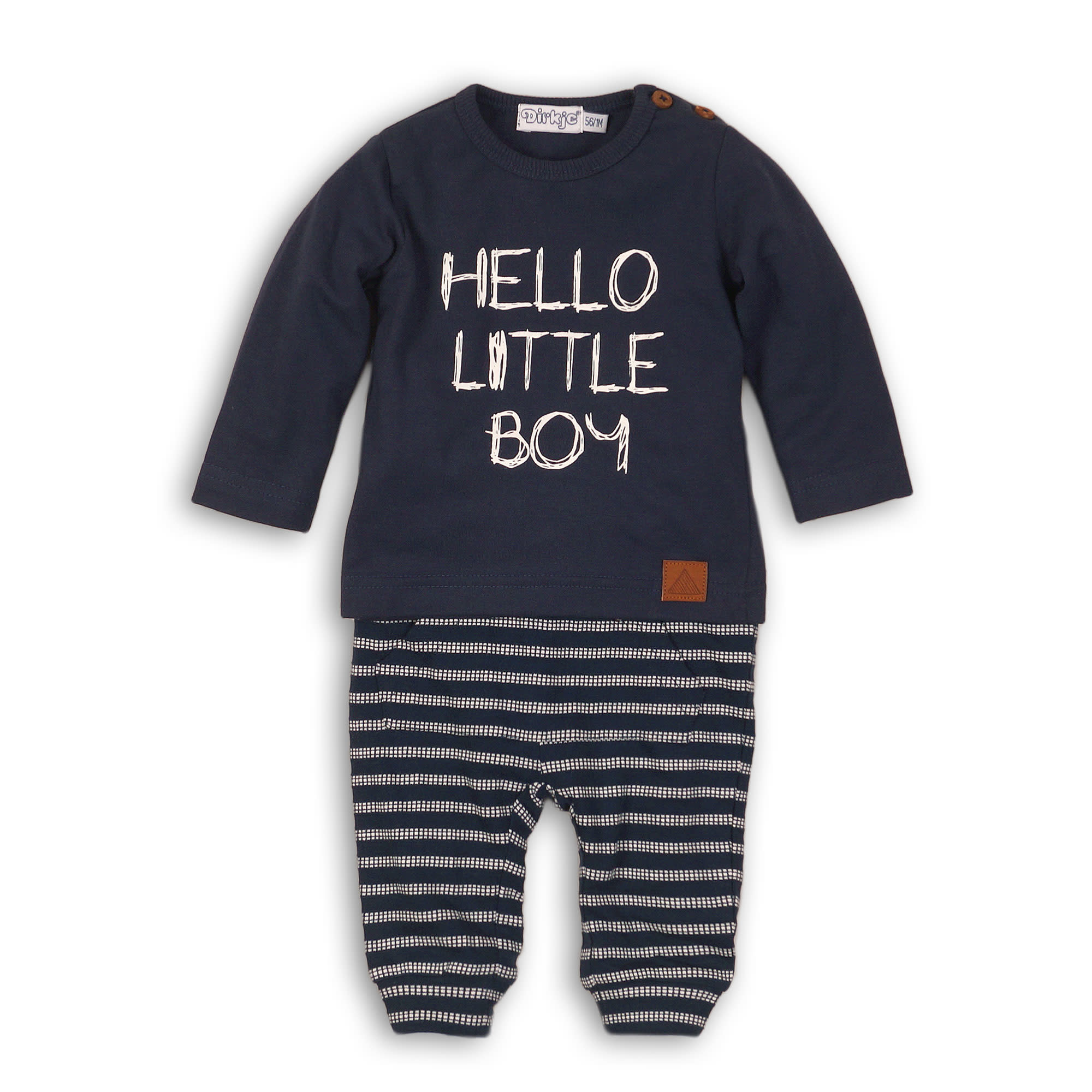Dirkje Dirkje 2-delig setje hello little baby navy + navy/off white