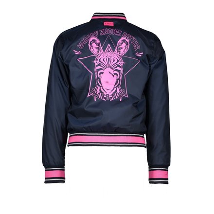 B.Nosy jasje with patch on chest and artwork on backside space blue