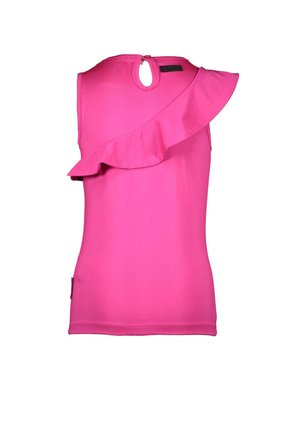 B.Nosy top with slanted ruffle and brass buttons pink glo
