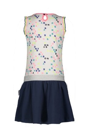 B.Nosy jurk with letter ao top part and solid skirt white letter