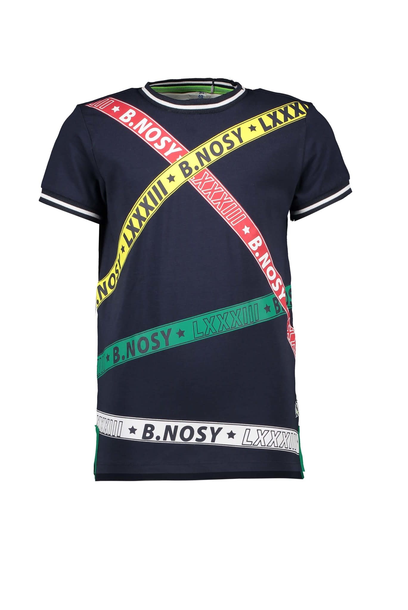 B.Nosy B.Nosy T-shirt with printed B.nosy tapes oxford blue