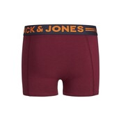 Jack&Jones jongens ondergoed CLICHFIELD BOXER 3 PACK Dark Grey Melange Burgundy - Navy blazer