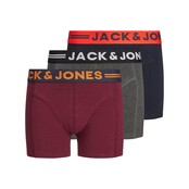 Jack&Jones jongens ondergoed CLICHFIELD BOXER 3 PACK Dark Grey Melange Burgundy - Navy blazer