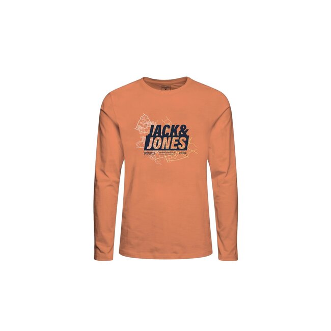 Jack&Jones jongens longsleeve MAP LOGO Tangerine Regular Fit