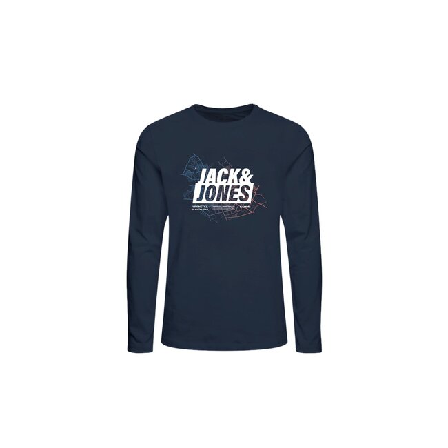 Jack&Jones jongens longsleeve MAP LOGO Navy Blazer Regular Fit