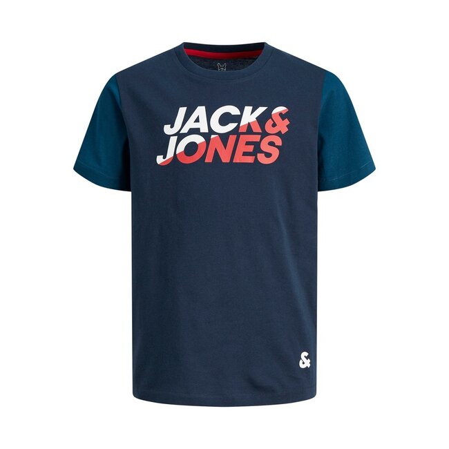 Jack&Jones jongens T-shirt KOBBEROE BLOCK Navy Blazer Regular Fit