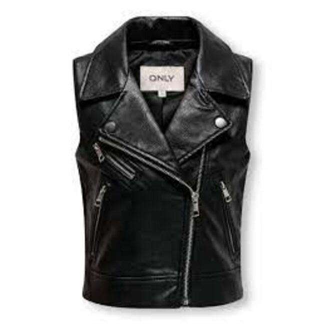 ONLY kids meisjes gilet VERA FAUX LEATHER WAISTCOAT Black