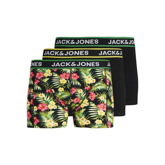 Jack&Jones jongens boxers PINK FLOWERS 3 PACK Black Black - Black