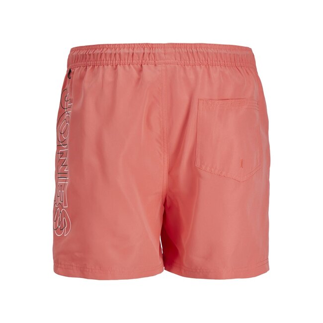 Jack&Jones jongens zwemshort FIJI DOUBLE LOGO Hot Coral Regular Fit